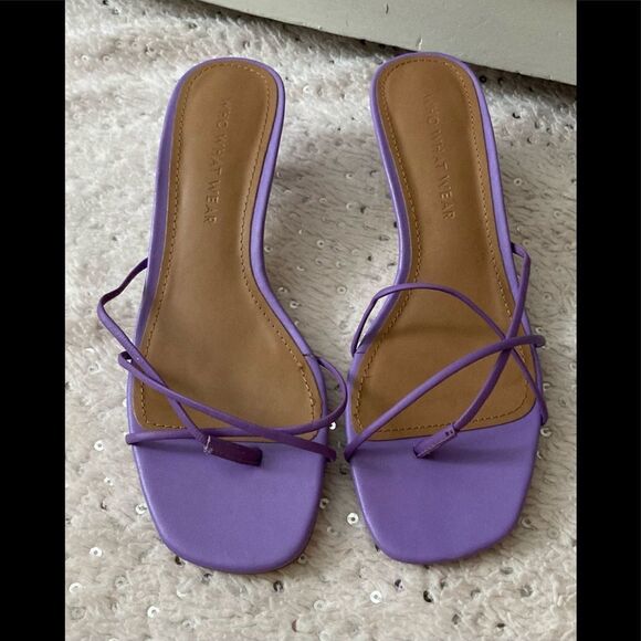 Who What Wear Addison spaghetti strap heeled sandals in purple leather Size 7 - Picture 2 of 6